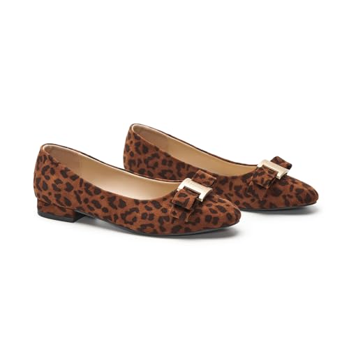Image of C.Paravano Flat Shoes for Women | Women's Flats | Ballet Flats | Dress Shoes for Women (11,Leopard)