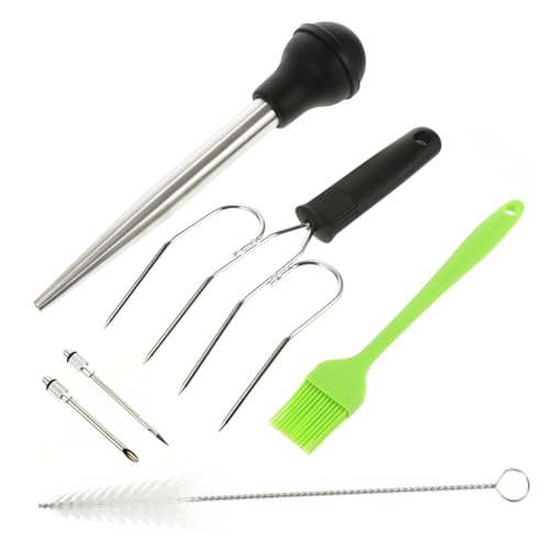 GLEAVI 1 Set Turkey Injector with Brush Versatile Bbq Sauce Seasoning Pump for Turkey Steak and More Easy Control for Flavor Random Color