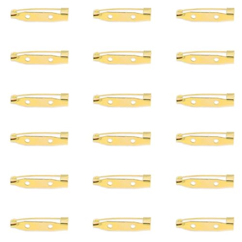Image of Satra Traders Hole Metal Brooch, Lock Pins, Backs Safety Clasp Brooch, Jewelry Pins for DIY Craft Making | 100pcs (25mm 2 Hole-Golden)