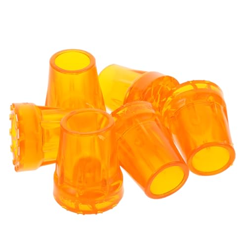 TOVINANNA 6pcs Crutch Pads Walking Stick Trekking Pole Foot Cover Crutch Feet Sleeves Replacement Cane Tips Pads for Crutches Non-Slip Crutch Pad Cane Foot Covers Crutch Tips Orange Rubber