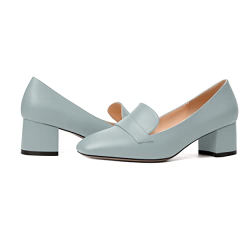 Image of MODENCOCO Womens Square Toe Slip On Comfortable Casual Matte Work Chunky Low Heel Loafers Shoes 2 Inch