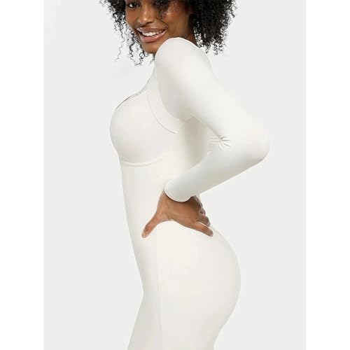 Image of Popilush Long Sleeve Cocktail Dress for Women Shapewear Tummy Control Party Dresses Deep V Neck Lace Mermaid Maxi Dress