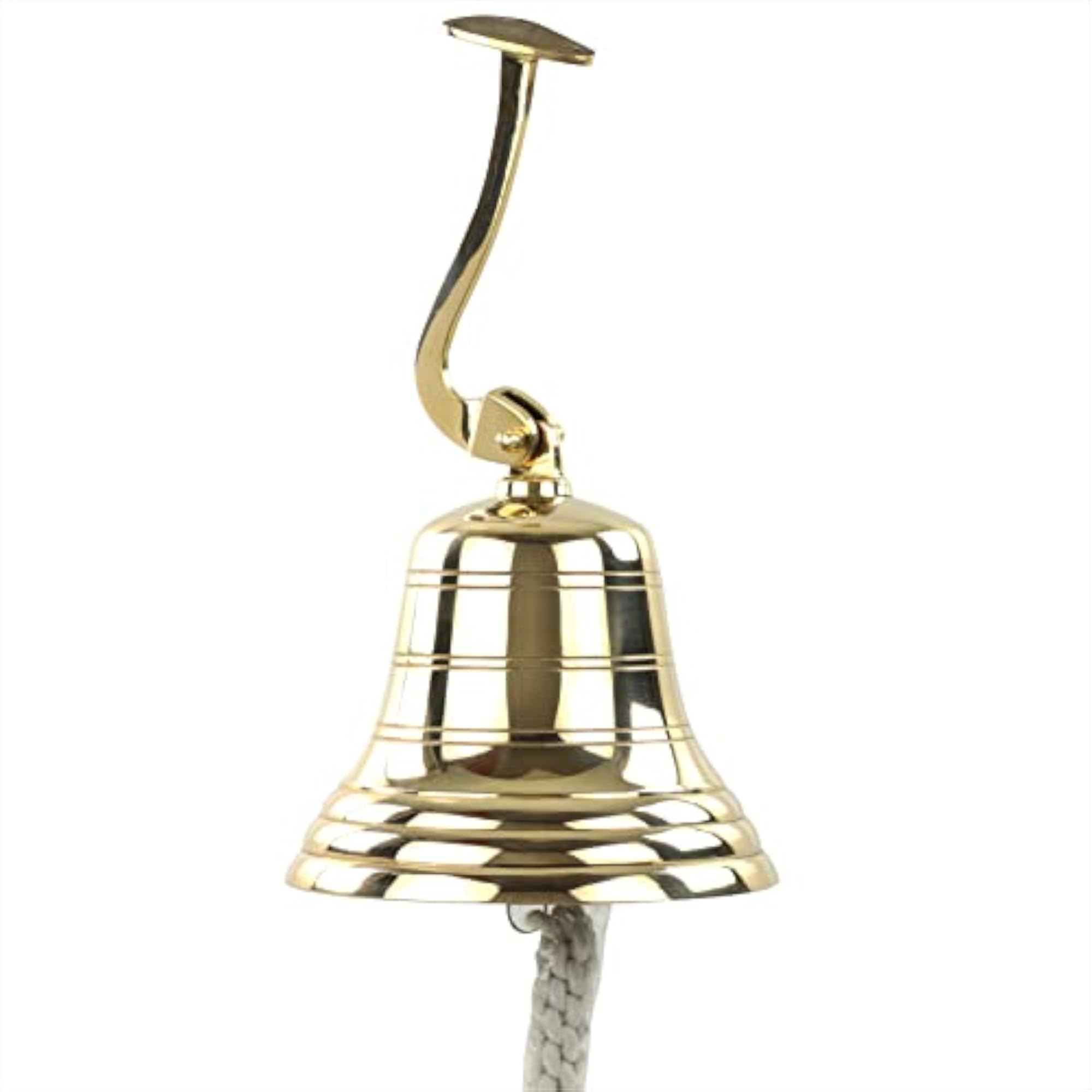 Large Nautical Brass Ship Bell with Wall Mounted Bracket