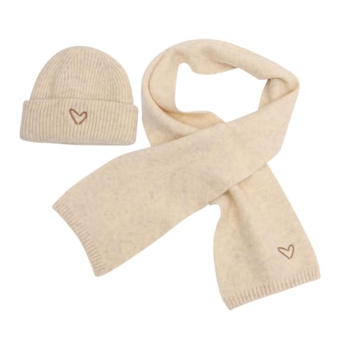 Bonnet et écharpe fille contre le froid ensemble cœur tricot