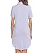 Senert Nightgowns for Women Button Down Night Shirts Short Sleeve Sleep Shirts V Neck Sleepwear Pajama Dress Light Purple,Large