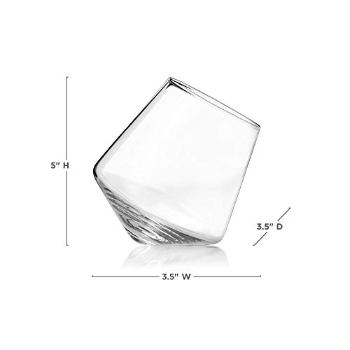 Viski® Rolling Crystal Wine Glasses Set of 2, No-Lead Premium Crystal Clear Glass, Modern Stemless, Wine Glass Gift Set, 12oz (355ml) - Image 4