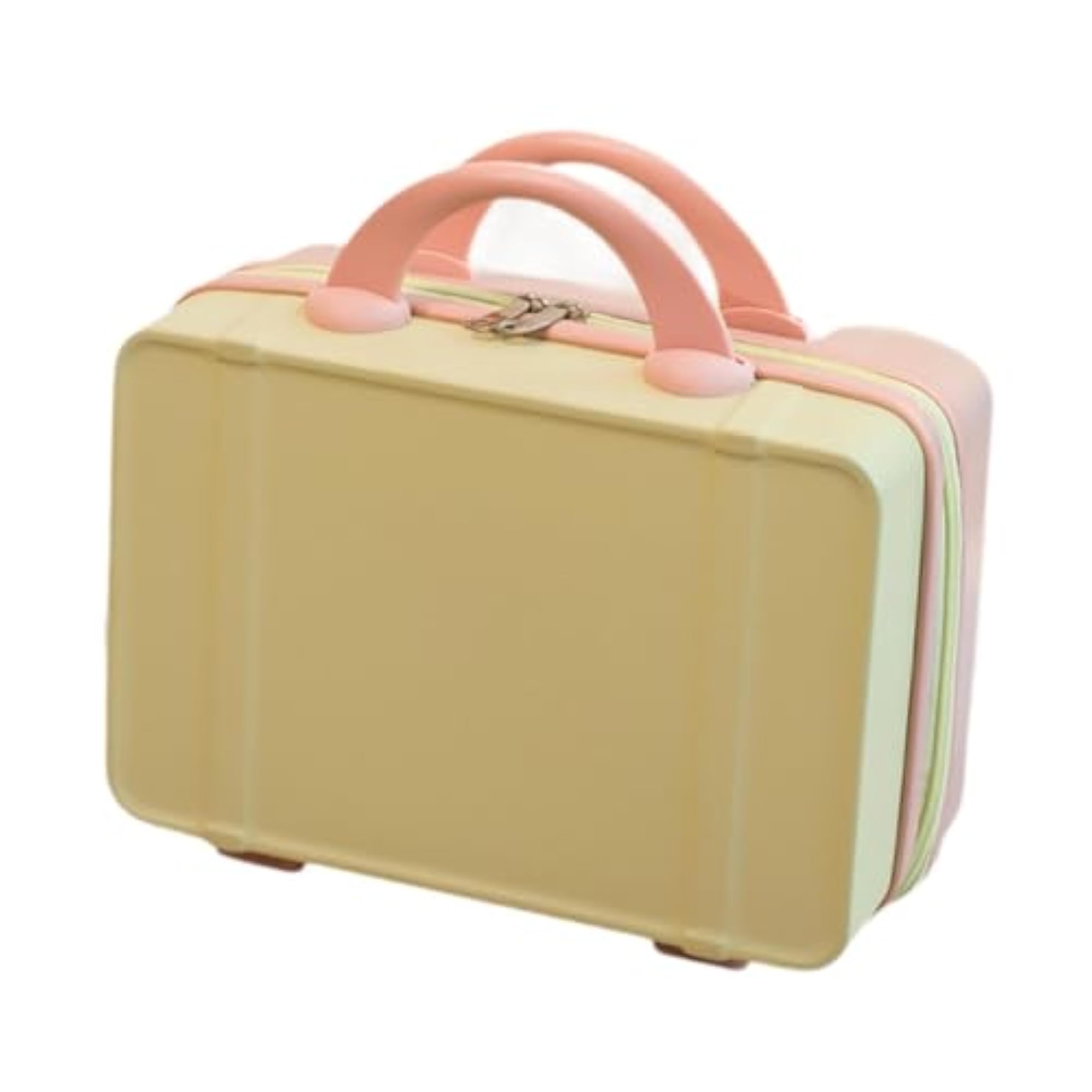 Makeup Travel Case Carrying Suitcase with Soft Handle, Yellow Pink