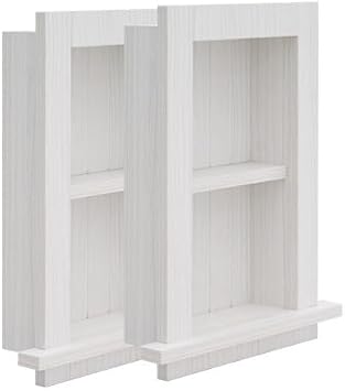 AdirHome Recessed Wall Niche, Fully Assembled White Recessed Medicine Cabinet, 2 Pack
