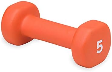 Dumbbell Hand Weight 5 lb - Neoprene Coated Exercise & Fitness Dumbbell for Home Gym Equipment Workouts Strength Training Free Weights for Women, Men (5 Pound, Orange)