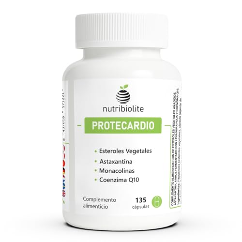Esteroles Vegetales (Fitosteroles), Levadura de Arroz Rojo (Monacolinas), Astaxantina y Coenzima Q10 - Colesterol y triglicéridos - 135 cápsulas - Vegano - Sin aditivos | Protecardio Nutribiolite