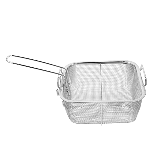 Warmhm 1pc Deep Fryer Basket Chip Scoop Metal Skimmer Folding Trays Turkey Fryer Basket Baskets Noodle Strainer with Handle Food in Bulk Deep Fry Skimmer Stainless Steel Dad Round