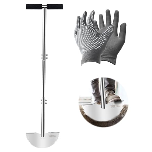 Yaheeda Lawn Edger Tool, 38-Inch Long Stainless Steel Handle Lawn Edger,Half Moon Blade with D-Grip for Garden Boarder,Grass, Sidewalk, Yard
