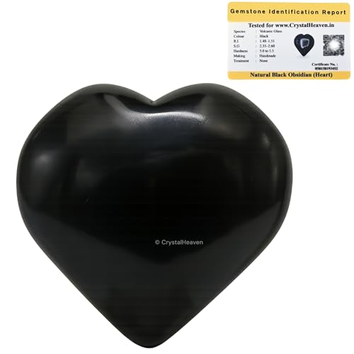 Image of Crystal Heaven Certified Black Obsidian Heart Palm Pebbles Stones For Anxiety Stress Relief Massage-Aaa Grade Original Healing Gemstone Agate Heart Palm Stone For Yoga Meditation Spiritual