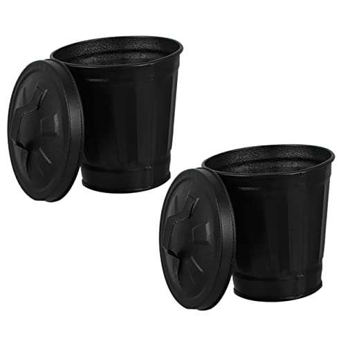 Cabilock Lot De 2 Mini Corbeilles à Papier De Bureau En Fer Galvanisé Couvercles, Porte-stylo Polyvalent, Rangement Pour Stylos Et Pots à Fleurs, Usage Maison, Bureau, École, Décoratif