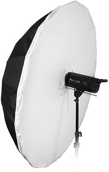 Fotodiox Pro 60in Parabolic White Reflective Umbrella Kit with Diffusion Cover - 16-Rib Black/White Photographic Umbrella