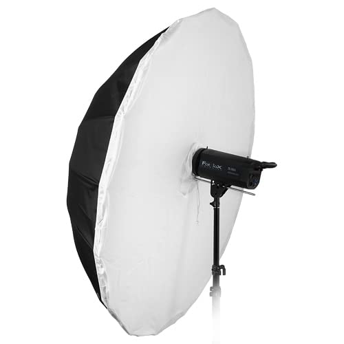 Fotodiox Pro 60in Parabolic White Reflective Umbrella Kit with Diffusion Cover - 16-Rib Black/White Photographic Umbrella