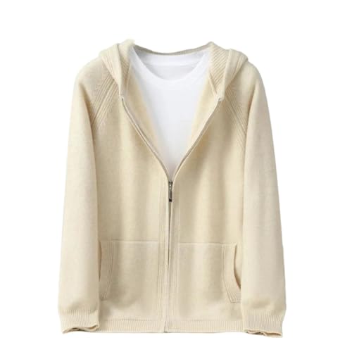 Cárdigan de punto con cremallera chaqueta de lana merino para hombre con capucha abrigo
