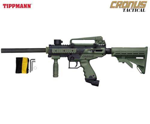 Maddog Tippmann Cronus Tactical Paintball Gun Marker and Bronze HPA Accessory Starter Package | Comes with Marker, Anti-Fog Mask, Hopper, & 48CI HPA Tank - Black / Olive by Maddog - Image 5