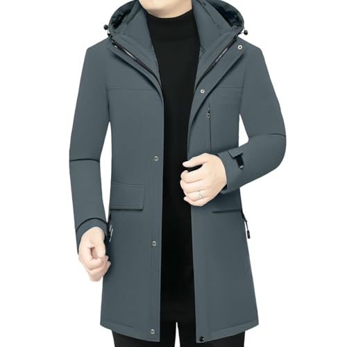 Doudoune longue homme chaude manteau hiver épais à capuche parka mi-longue rembourrée