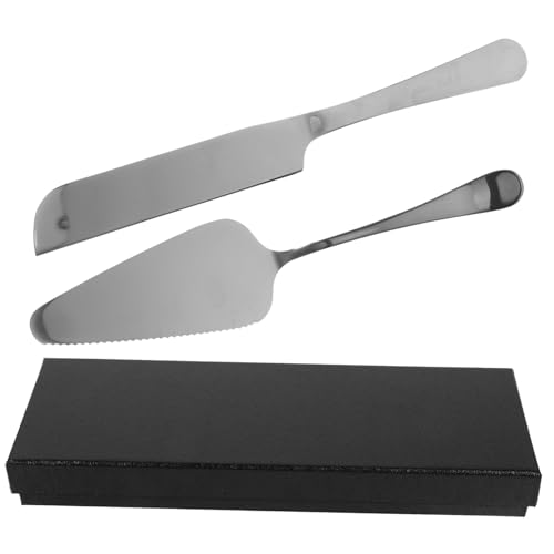 DEARMAMY Spatola e Coltello per Torta in Acciaio Inossidabile con Manico per Servire e Tagliare Utensili Resistenti per Compleanni e Anniversari Design Seghettato per Fette Pulite