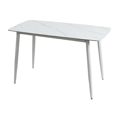 ダイニングテーブル セラミックテーブル 120cm 2人用 4人用 耐熱温度約1500℃ 大理石調 dgtabled31 (天板ホワイト×(脚ホワイト), 幅120cm)