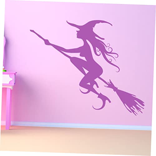 Garneck Witch Stickers Halloween Witch Wall Decal Halloween Wall Decals Wall Sticker Household Mural Black #TOP1