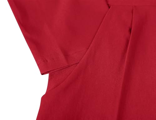 Image of MUXXN Women's Midi Pencil 1950s Vintage Cocktail 3 /4 Sleeve Tie Neck Bodycon Mid-Calf Dress with Pockets