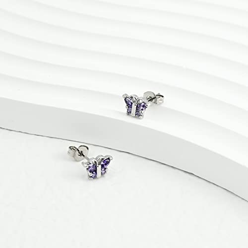 Butterfly Earrings With Sterling Silver Stud Earrings Hypoallergenic Handmade Purple Butterfly Earrings For Women Trendy Fashion #TOP4