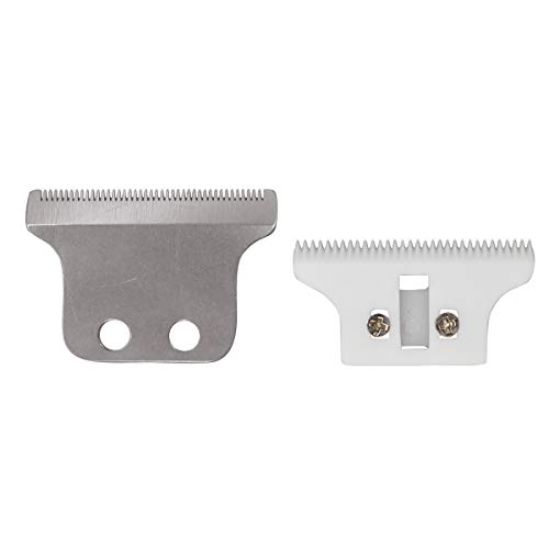 ZEROKIWI Professional Adjustable T Wide Replacement Blades Set #2215, Including 1 Carbon Steel Fixed Blade and 1 Ceramic Moving Cutter Blade, Compatible with Detailer 8081 Hair Trimmers(Silver)