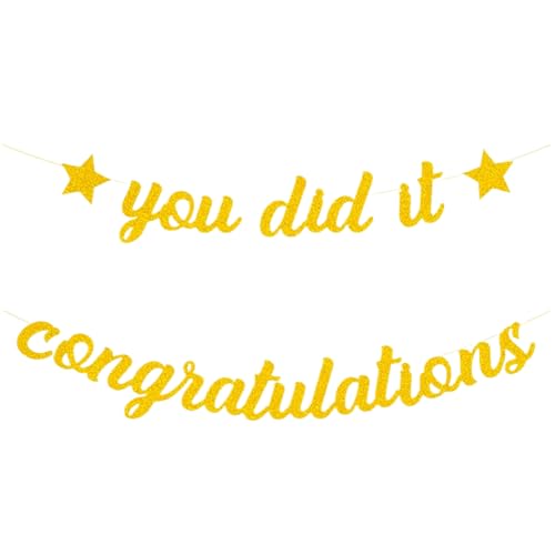 Gold Congratulations Banner for Graduation 2026 Retirement Anniversary Wedding - 9.8ft Ribbon Ready to Hang