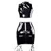 VWIWV Women's Bandage Faux Leather Dress Criss Cross 2 Piece Lace Up Crop Top and Bodycon Mini Skirt Sets Outfits Black