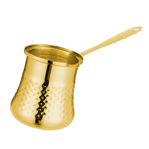 YunJove Cafetera Dorada, Utensilio de cocina con mango para placas de inducción, protección antidesbordamiento, mango ergonómico, acero inoxidable, M