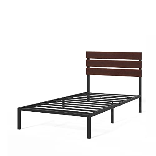 ZINUS Figari Nachhaltiger Plattformbettrahmen aus Bambus und Metall, 31 cm, mit Lamellen-Kopfteil | Stahllattenhalterung | Einfache Montage | 100 x 200 cm | Schönes Finish