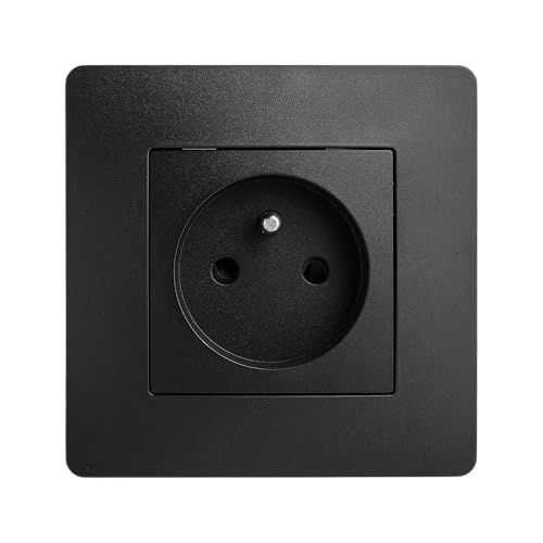 DEBFLEX - Caly - Prise Électrique 2P+T - Prise Murale 16A avec Terre - Plastique - Installation Encastrée - Noire - 85 x 85 x 41 mm