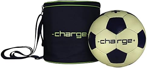 CHARGEBALL Glow in The Dark Light Up Hand Stitched Size 5 Water Resistant Soccer Ball PRO Kit with LED Charging & Carrying Bag for 20 Second Recharge