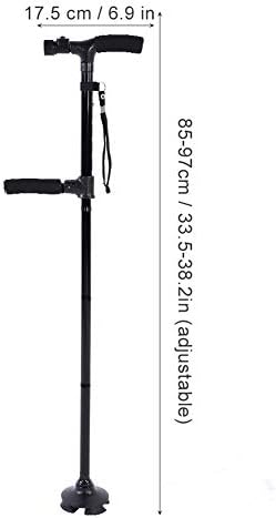 Miniatura 7 de Bastón plegable con luz LED, bastón ajustable para hombres, mujeres, base antideslizante, soporte para otras herramientas de montañismo, accesorios