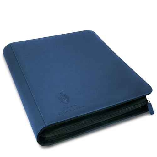 Image of Card Guardian - Toploader 9 Pocket Premium Binder with Zipper for 360 Cards (Black) - Side Loaded Pockets - Compatible with Sports and Trading Cards TCG (Blue)