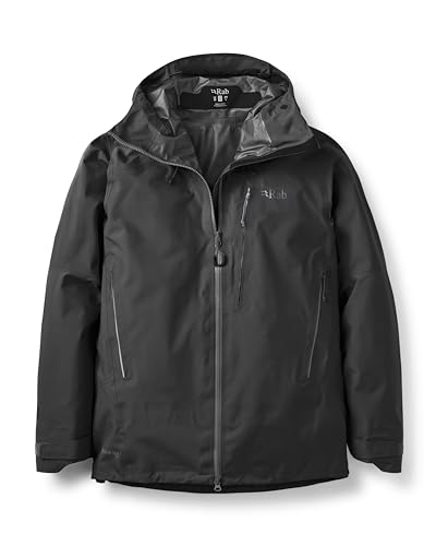 Rab Men’s Latok Alpine GTX Jacket - Gore-Tex Waterproof Breathable Coat for Climbing & Mountaineering - Black - Medium