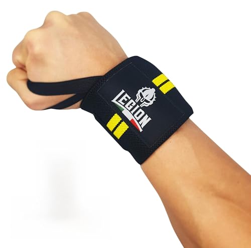 LEGION Fasce da Polso Professionali per Sollevamento Pesi in Palestra. Wrist Wraps, Polsiere, Supporti Articolari per Fitness, Bodybuilding, Powerlifting, Crossfit, Calisthenics, (Coppia, 51x8cm)