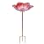 MUMTOP Bird Baths for Outdoors Glass Bird Bath Bowl Outdoor Bird Feeder Flower Pattern with Metal Stake for Garden, Yard and Lawn Decor (Red)