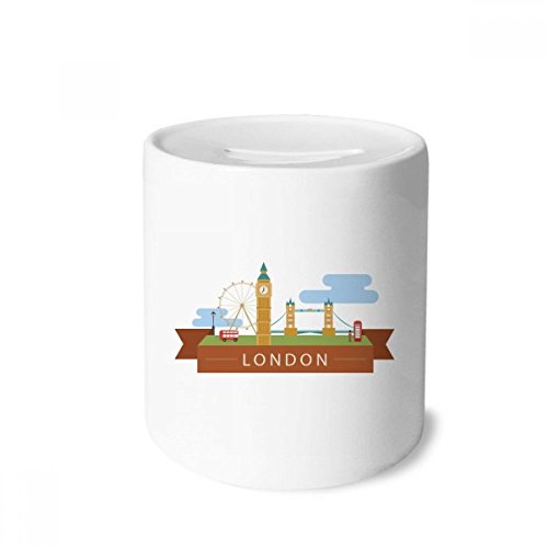 Tirelire céramique London Eye, boîte d'épargne compacte de 3,5 pouces pour pièces de monnaie