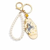 Orisylumen Women Zodiac Sign Keychain Car Key Chain Cute Pearl Bag Charm Purse Accessories Birthday Gift for Girl Friend, Sagittarius Gifts