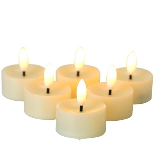 Image of Magiq 6 PCS Flameless LED Tea Lights Flickering White Battery Operated, Electric Fake Tealight Candles Long Lasting for Romantic Night Wedding Birthday Party Valentine's Day Christmas Home Decor