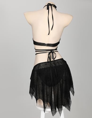 MEOWCOS Pretty Crawler Gothic Swimsuit Spider Web Design Dark Style Swimwear Set4