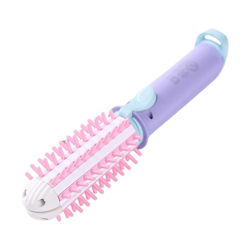 Fer à friser compact pour cheveux courts et moyens - Brosse à boucler à chaud en céramique - 1 brosse ronde chauffante pour voyage - Fer à lisser 2 en 1 avec fonction de coiffage - Appareil portable