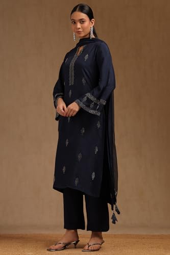 Image of Soch Womens Dola Silk Suit Set With Mukaish Work