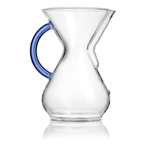 Chemex Pour-Over Glass Coffeemaker - Colored Glass Handle Series - 6-Cup Sapphire - Exclusive Packaging Cover