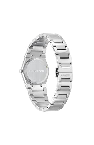 Ferragamo Vega Holiday Capsule Collection Luxury Womens Watch Timepieces with a Silver Bracelet Featuring a Stainless Steel Case and a Blue Dial3