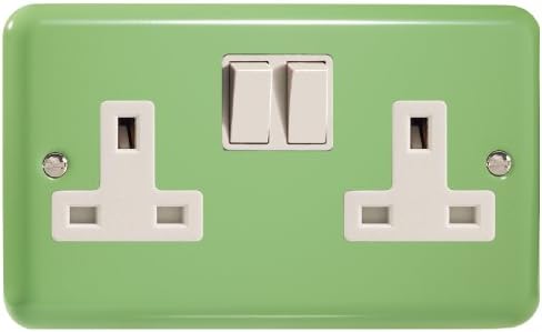 Varilight 2-Gang 13A Double Pole Switched Socket Beryl Green