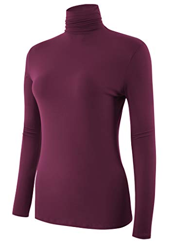 Image of AUHEGN Women's Long Sleeve Lightweight Turtleneck Top Pullover Casual Active Layer Tops Shirts